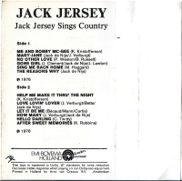 Jack Jersey - Sings Country (Cassetteband)